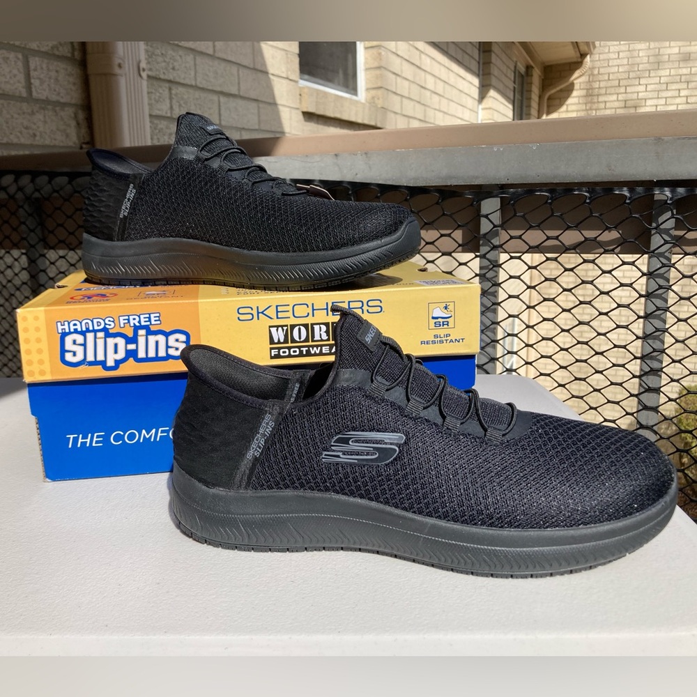 Skechers Slip-ins Work: Summits SR Enslee Hands Free Slip on Black Sneakers 10 W - Picture 3 of 17